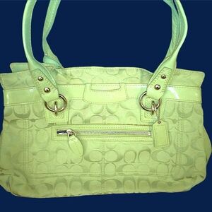 Coach Green Signature Tote Bag
